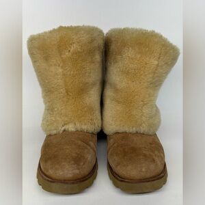 UGG Australia Women's sz 8 MAYLIN Winter Boots Chestnut Suede Sheepskin Y2K